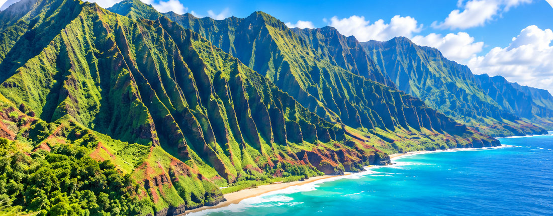 Kauai coastal cliffs and blue ocean